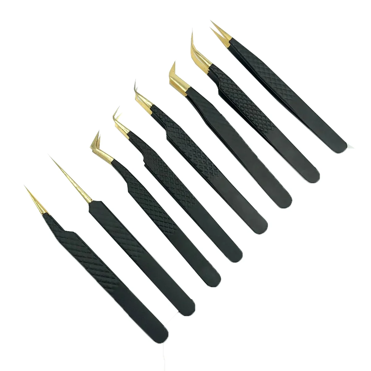 9-23.webp Classic Eyelash Extension tweezers Set Black Coated - Image 1
